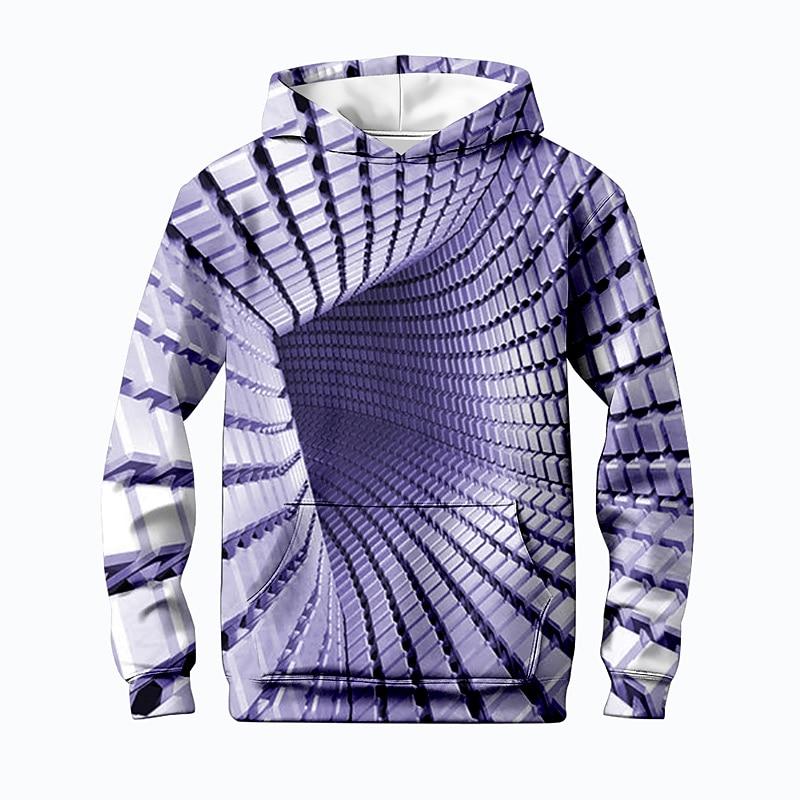 Boys 3D Optical Illusion Hoodie Long Sleeve 3D Print Fall Winter Active Sports Fashion Kids 3-13 Years Outdoor Daily Indoor Regular Fit