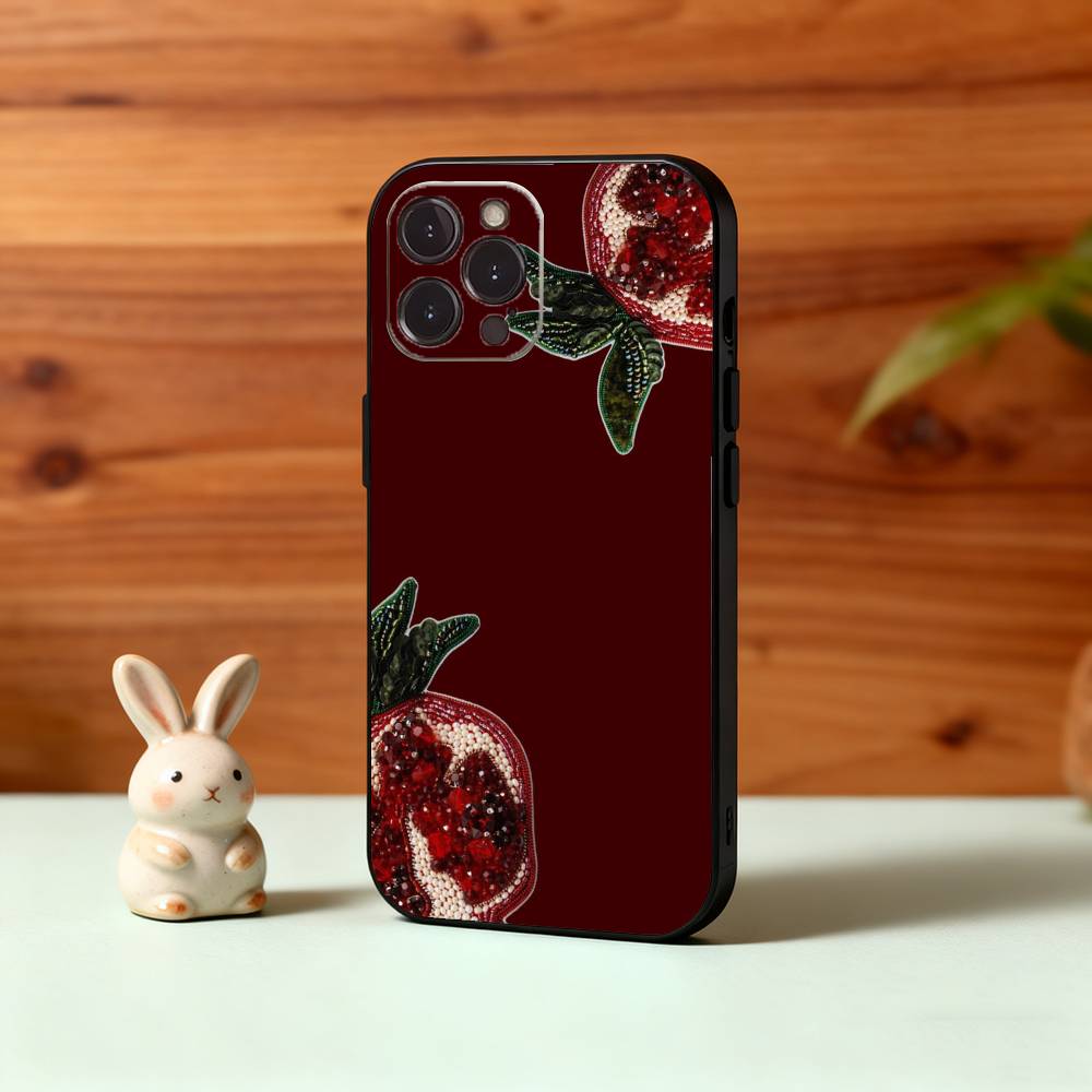 Red C-Cherry Pomegranate Raspberry Phone Case For iPhone17,16,15,14,13,12,Plus,Pro Max, 5G Others Soft Black Cover