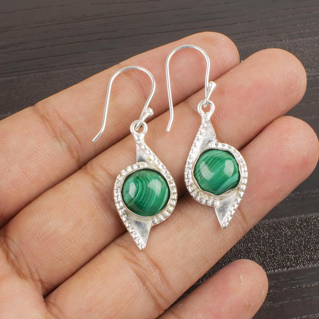 Malachite Earrings, 925 Sterling Silver Earrings Jewelry, Gift For Women Handmade Earrings Gemstone Jewelry