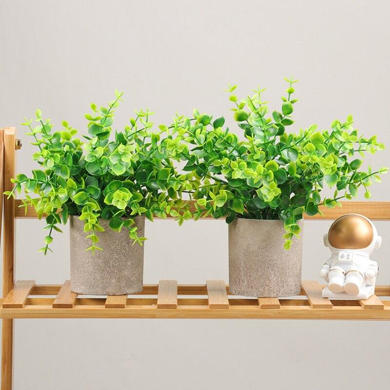 Eukalyptus Künstliche Pflanzen Bonsai Kleiner Baum Topf Kunstpflanze Blumen Topfpflanzen Ornamente Für Zuhause Zimmer Tisch Zellstofftopf Gartendekor