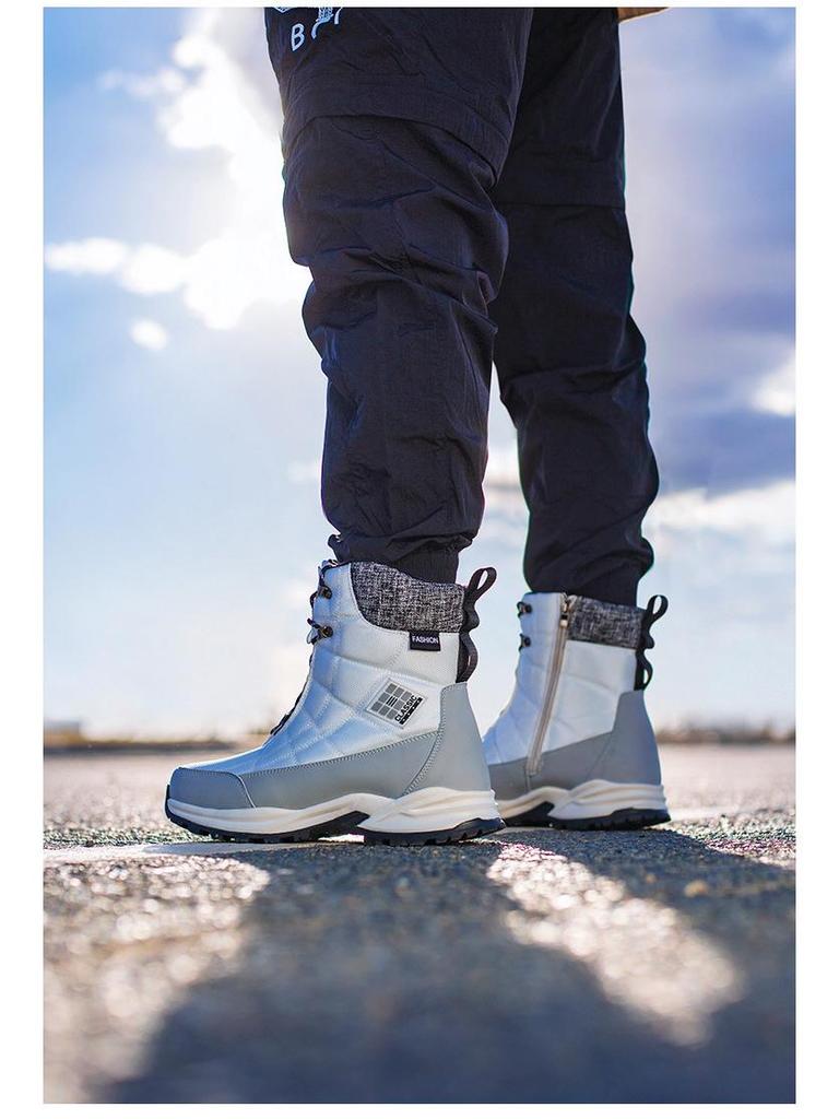Men's Thickened Winter Snow Boots - Non-Slip, Plush, Warm, Casual Cotton Footwear