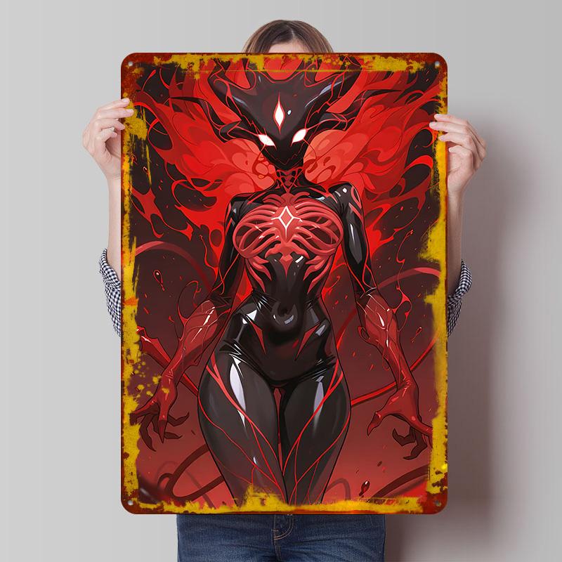 

Red and Black Abstract Figure Printed Poster Customized Wall Art Retro Vintage Metal Tin Signs for Decoration Living Room Decor 20x30cm（7.8x11.8inch）