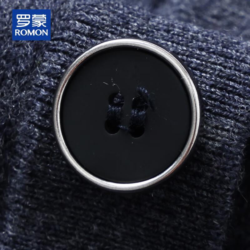 ROMON Men's 100% Pure Wool Thick V-Neck Button Cardigan