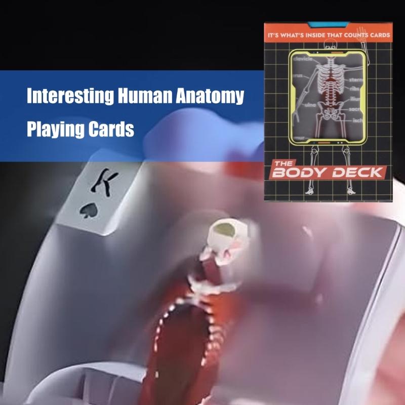 1/2/3 talie Rodzina Przyjaciel Gra Planszowa Pokerowa Karty do Gry Śmieszne Przezroczyste Anatomia Człowieka Talia Kart Prezent do Domu Trwałe