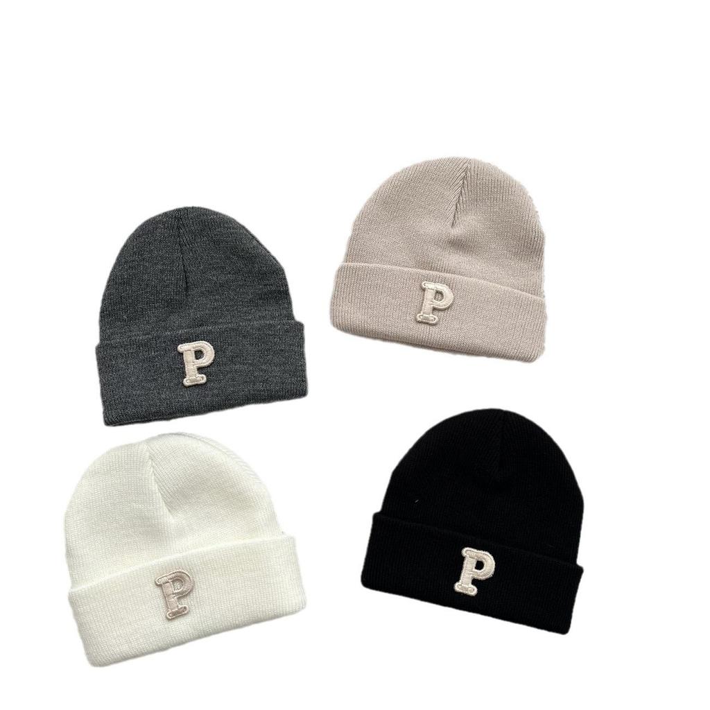 Trendy Cotton-Wool Baby Hat, 0-3 Years, P Letter Design, Spring/Autumn, Korean Style