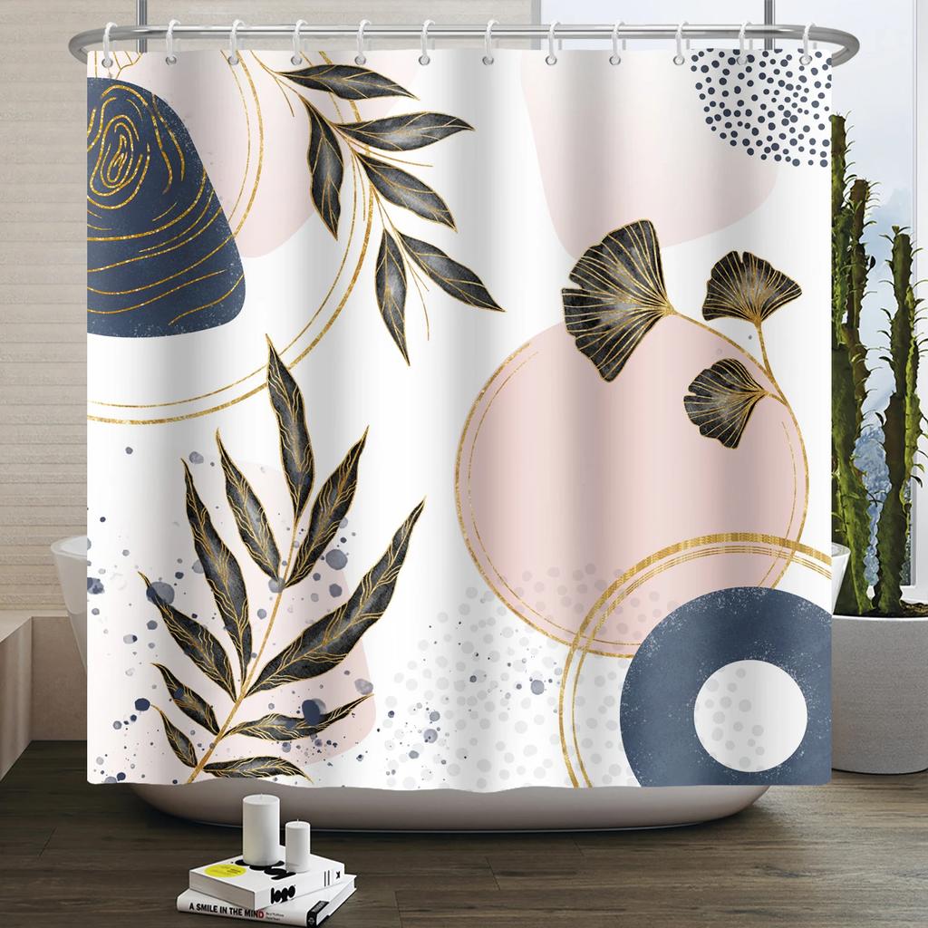 Nordic Wind Boho Shower Curtain for Bathroom Abstract Mid Century Modern Minimalist Geometric Arch Beige Bohemian Bath Curtain