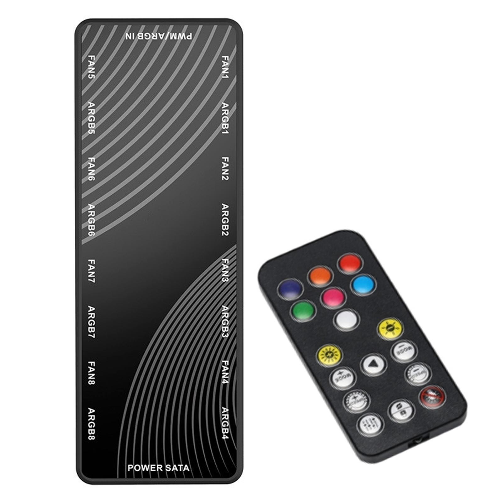 

Разветвитель-хаб PWM и ARGB 1 к 8 4-контактный PWM 3-контактный адресуемый ARGB адаптер Питание SATA Для корпусного вентилятора