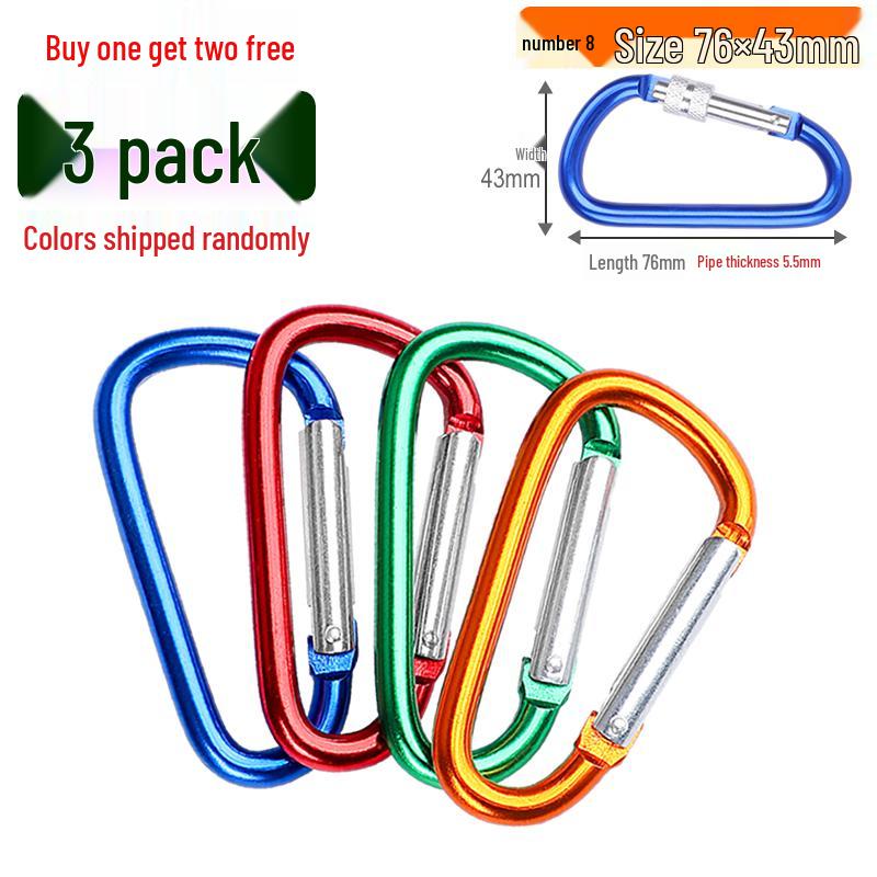 D-type Outdoor Safety Snap Hook: Wind Rope Buckle, Mountaineering Key Clip, Quick-Hanging Awning Hook