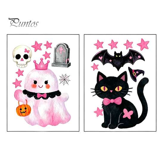 Removable Holiday Decor 2 Sheets Halloween Cartoon Ghost Window Cling, Spooky Decorative Reusable Cling Glass Sticker, Waterproof Static Decal