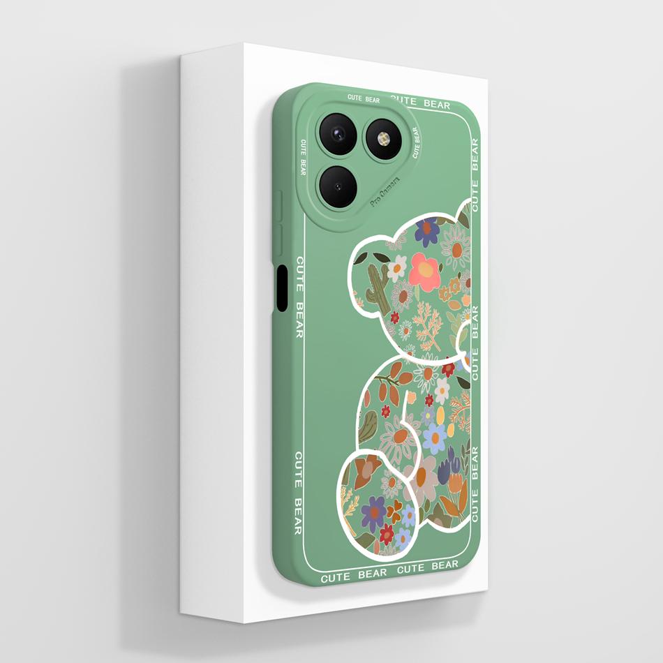 Case For Tecno Pova 7 Pro / 7 Ultra / 7 Neo Cool Bear Soft Liquid Silicone Phone Shell For Tecno Pova7 4G 5G Durable Back Cover