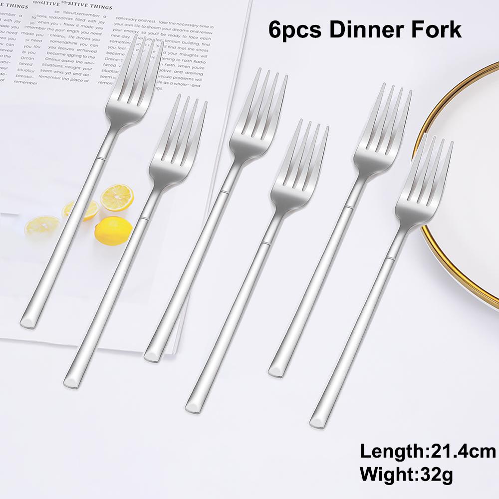 4/6/16/24Pcs Elegant Sliver Tableware Set Stainless Steel Cutlery Mirror Thin Fork Spoon High Polish Western Dinner Set4