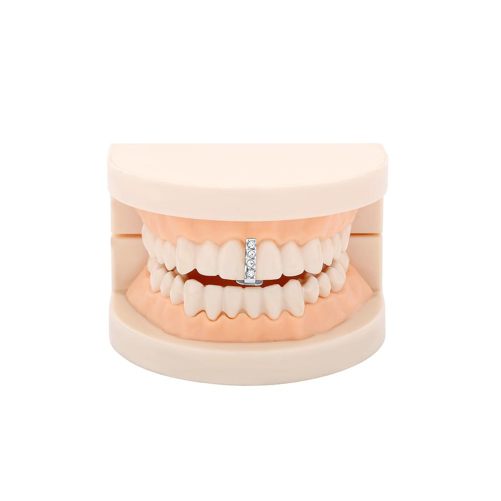 Pojedynczy Pionowy Sztabka Pusta Podwójny Zestaw Zębów Codzienny Uliczny Cool Zęby Złote Inkrustowane Diamentami Hip-Hop Wszechstronne Akcesorium