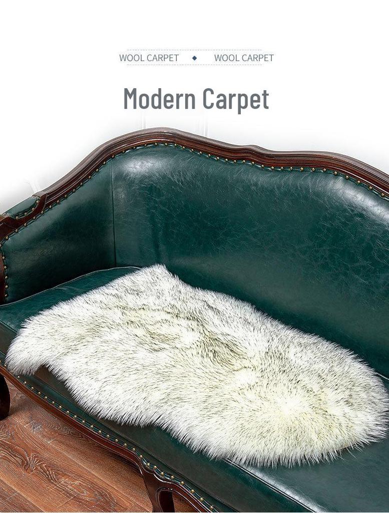 Plüschteppich im nordischen Stil, wolleähnlich: Lange Flor Sofakissen & Wohnzimmer Schlafzimmer Matte