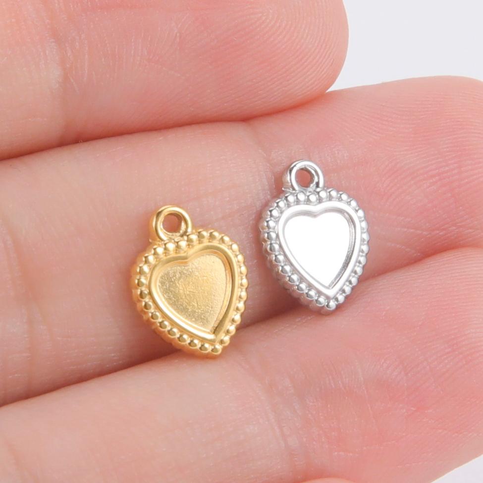 Teamer 5pcs/lot Love Heart Pendant Charms for Jewelry Making Stainless Steel Charms DIY Necklace Bracelet Accessories Supplies