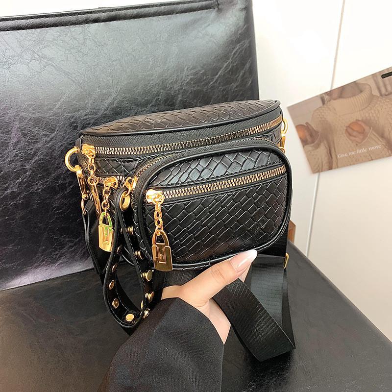 Ielgy Fashionable Woven Pattern Crossbody Chest Bag Casual Ladies Bag