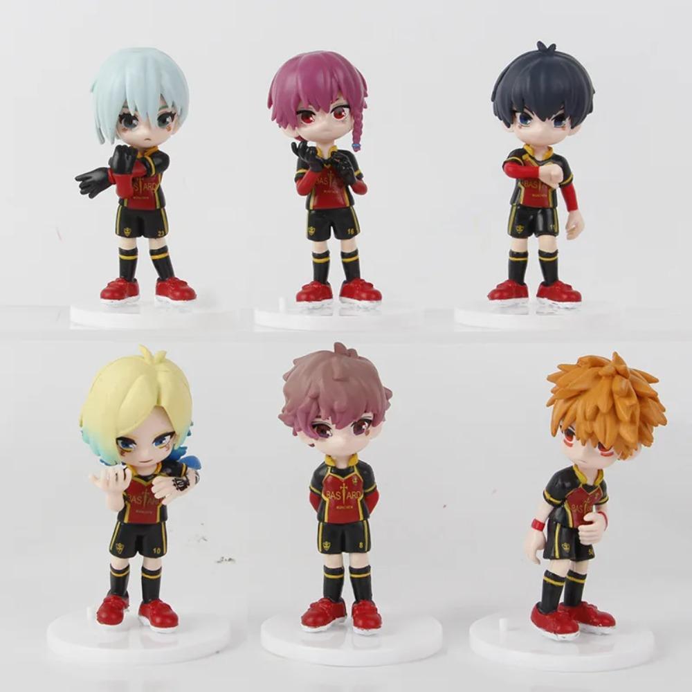 6pcs/set BLUE LOCK Isagi Yoichi Anime Figure Toys Collection Animation Model Cute Version Doll Desktop Ornaments