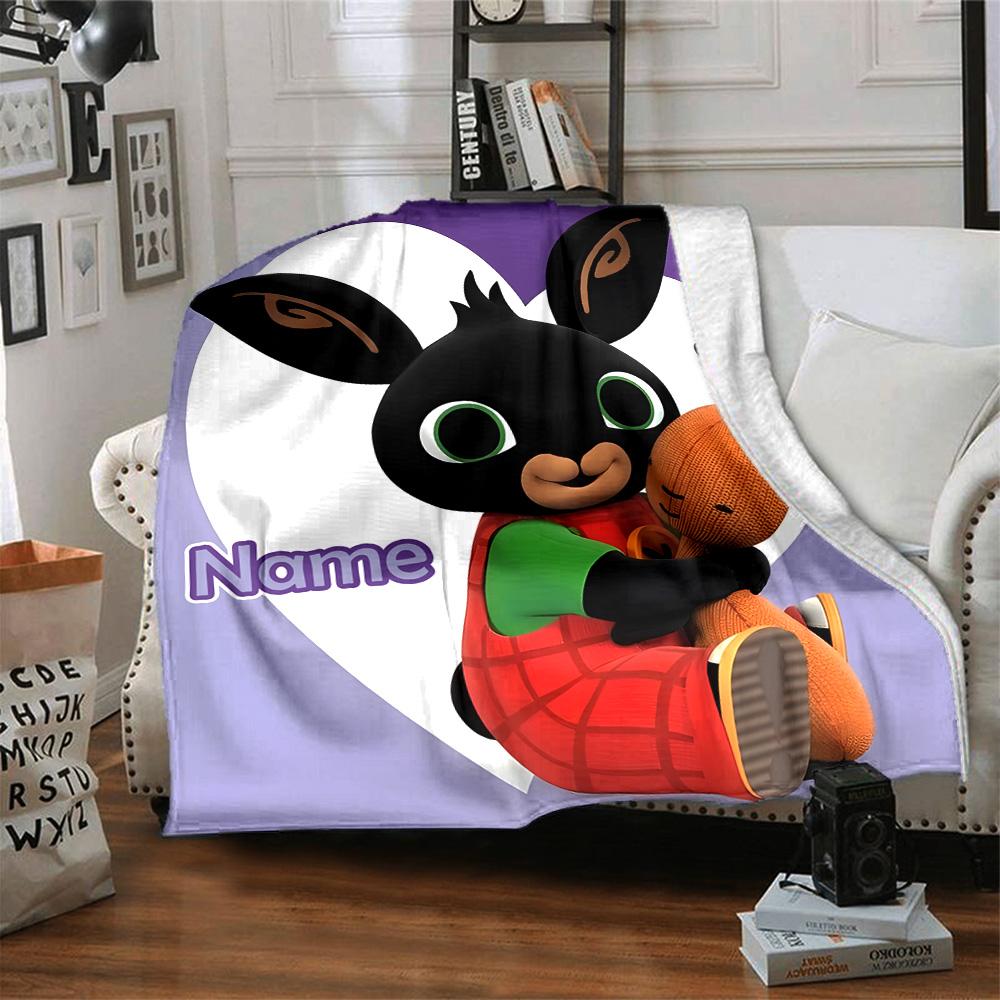 Customizable Bing Bunny2 Throw Blanket – Personalized Name, All-Season Cozy Snug Blanket, Machine Washable, Personalized Blanket