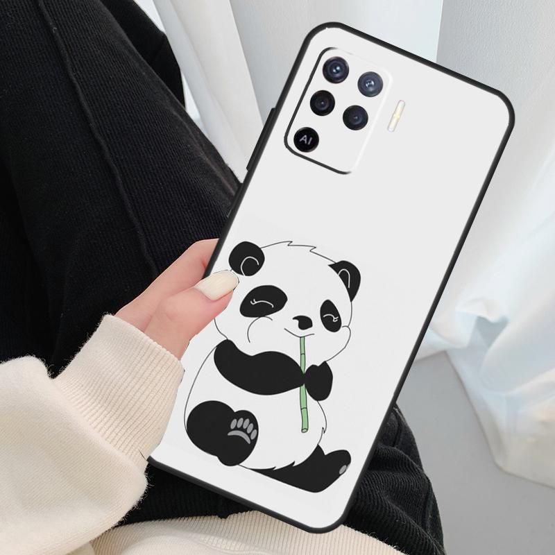 Cartoon Panda Case For Oppo A54 A74 A94 A18 A57 A17 A77 A38 A58 A78 A98 A80 A60 A40 A96 A76 A16 A15 A5 Pro
