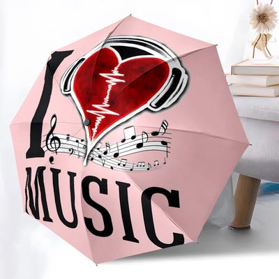 1pc Heartbeat Music Automatic Folding Umbrella, 8-Rib Durable Iron Frame, Compact Travel Umbrella for Women & Men 115