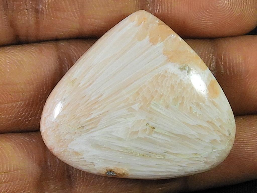 50Cts. Pink Scolocite Pear Healing Crystal Cabochon Loose Gemstone 35X30X8MM SK-2463