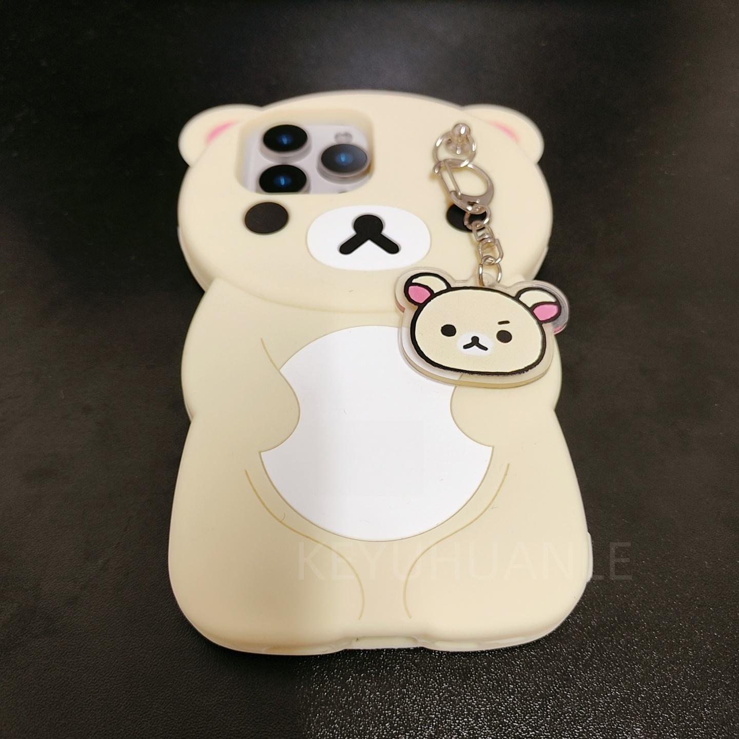 

For Samsung Galaxy S25 Ultra S24 S23 Plus S24 Ultra S25Ultra Key Chain Rilakkuma Bear Silicone Soft Cover Case Galaxy S24