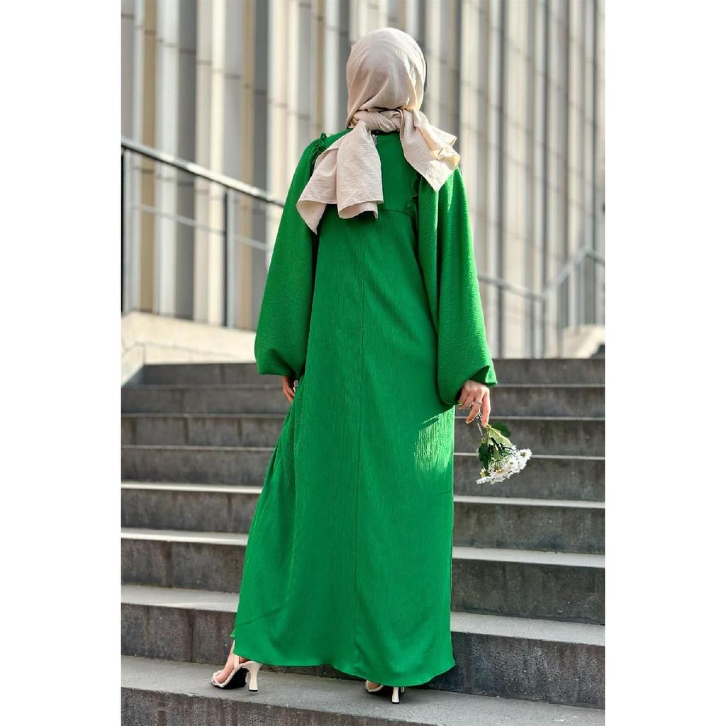 Ruffled Robe Wrap Dress-black