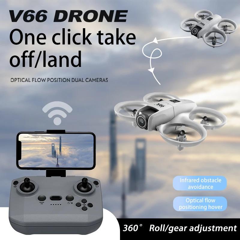 Kids Toys Gift V66 Mini Drone 4K Profession HD Wide Angle Camera WiFi FPV RC Dron Height Keep Helicopter Foldable Quadcopter