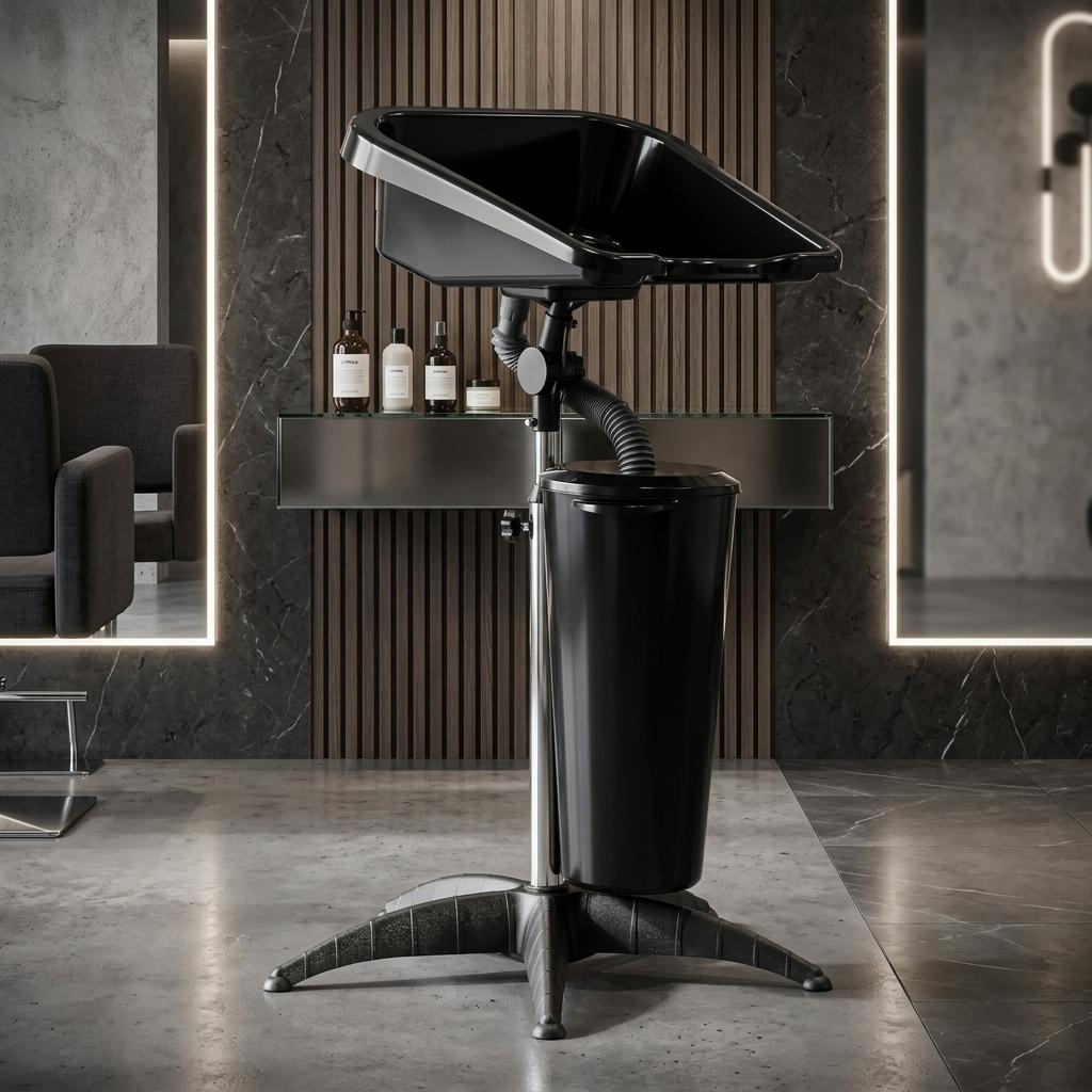 Portable Barber Washer on a Stand, Adjustable, Mobile + Tank