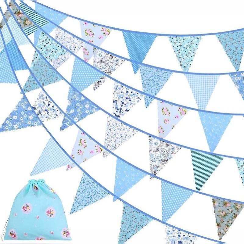 Triangle Bunting Flags 12M/40Ft Reusable Easy to Hang Banner for Wedding Birthday Bachelorette Party Decor