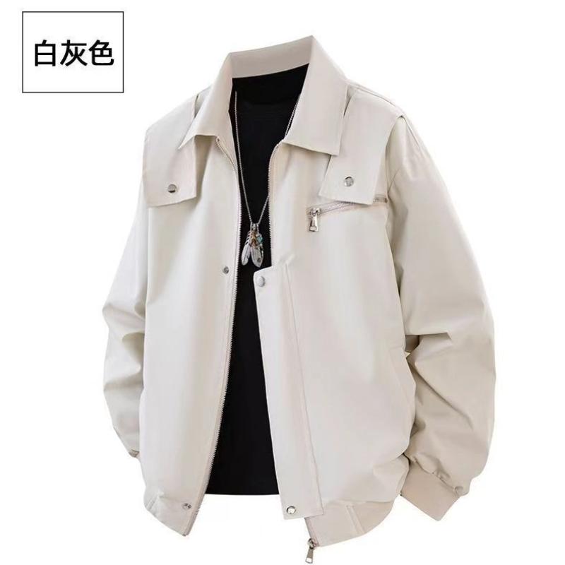 High Street All-match Lapel Men's Jacket Spring and Autumn New Solid Color Casual Loose Jacket