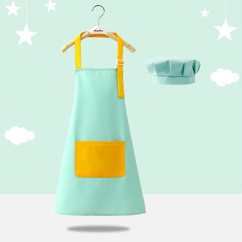 2PCS/3pcs Children's Waterproof Apron, Kindergarten Studio Chef's Clothing Baking Experience Clothes, Reverse Cover Chef's Hat