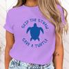(Premium T-shirt)Protect The Ocean Skip The Straw Save A Turtle Letter Print Short Sleeve T Shirts Women'S Crew Neck T-Shirts
