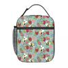 Cartoon Bee And Daisy In Blue Background Pattern Insulated Lunch Bag for Women Kids Leakproof Food Boxes Thermal Lunch Box Tote