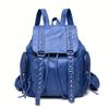 Fashion Rivet Flap Backpack, Punk Style Drawstring Daypack, Vintage PU Leather Travel Schoolbag