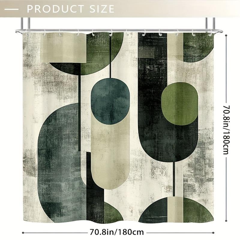 1 sztuka Abstrakcyjna Geometryczna Zasłona Prysznicowa - Zielona i Szara Nowoczesny Wystrój Łazienki, Tkanina Poliestrowa, Można Prać w Pralki, Z Haczykami