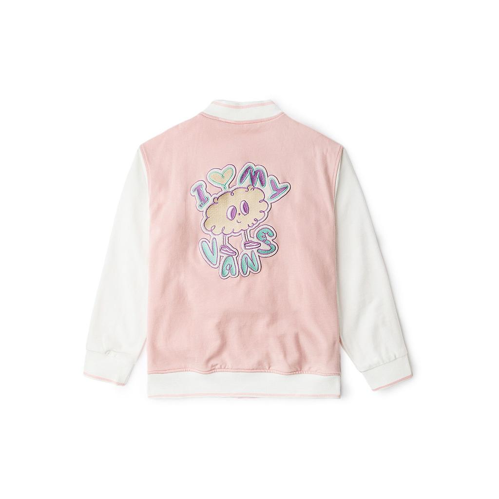 Vans Comfortable Color Block Baseball Collar Long Sleeve Jacket Kids jackets Pink White VN000KJBCHN