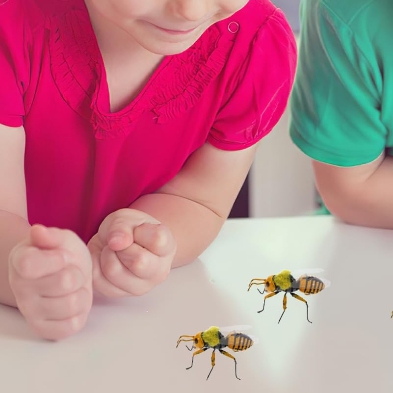 TOYANDONA Figuras de Abelha, Conjunto de 2, Modelos Realistas de Abelha Europeia, Modelos Educacionais de Insetos para Crianças, Decoração de Jardim, Figuras de Aprendizagem de Ciências, Animal