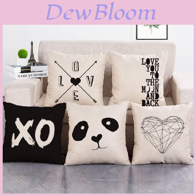 Luxurious Nordic Style Black Letter Digital Print Cushion Cover For Home Decor