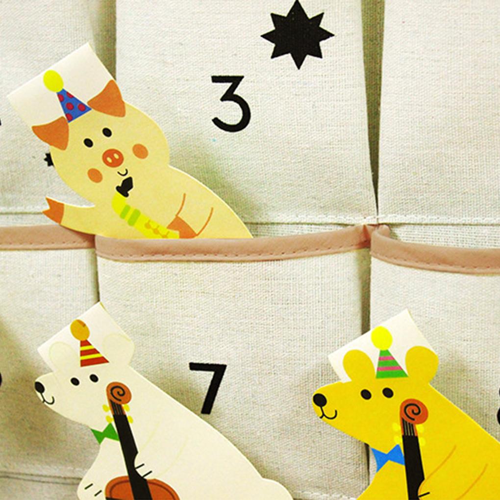 Boże narodzenie kalendarz adwentowy płótno drzwi 24 kieszenie cukierki organizer na monety sypialnia ścienna kieszeń przechowywanie rozmaitości dekoracja