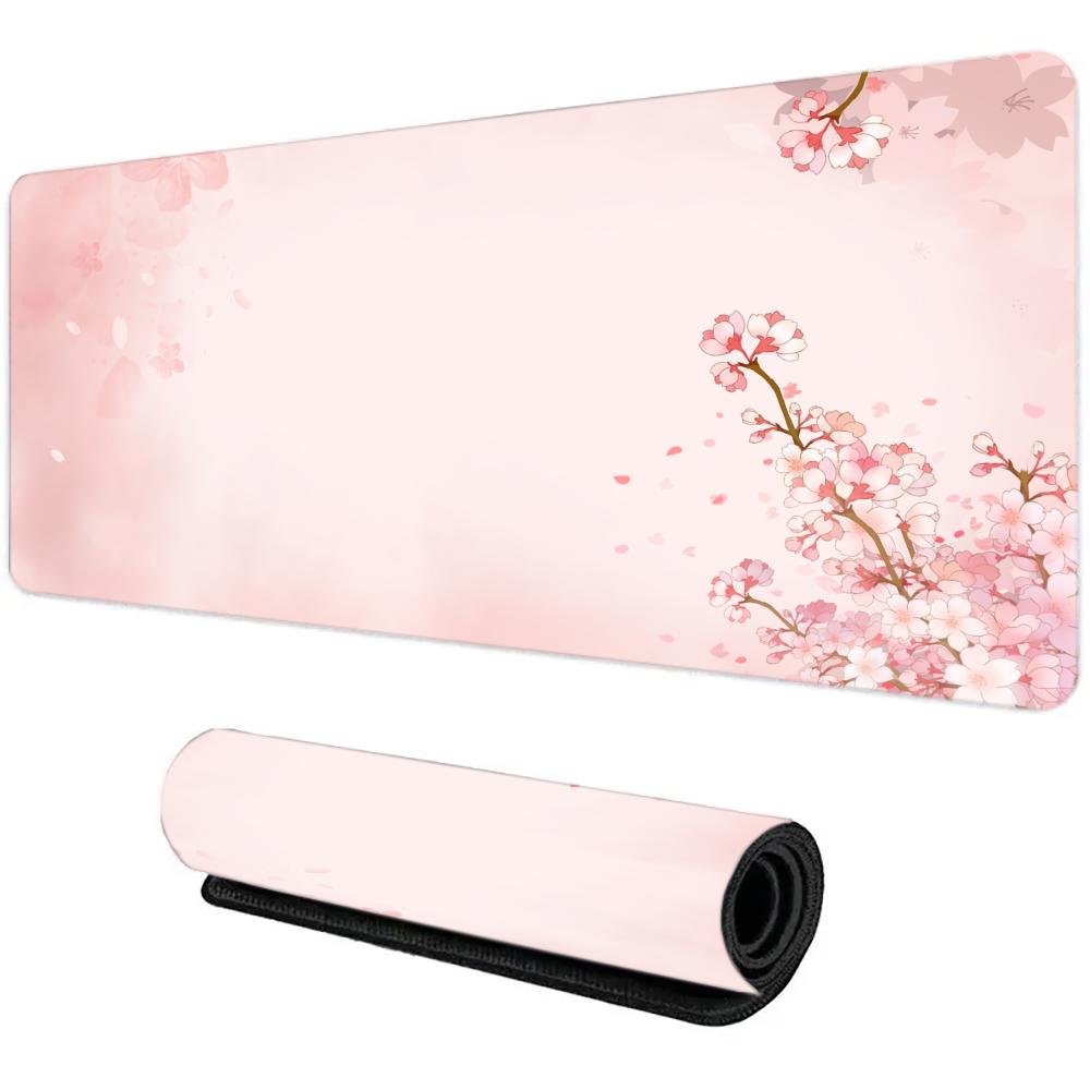 Pink Sakura Girly Mouse Pad Large Computer Office Game Table Mat XXL Rubber Anti-slip Stitched Edge Keyboard Mats Long Desk Pads