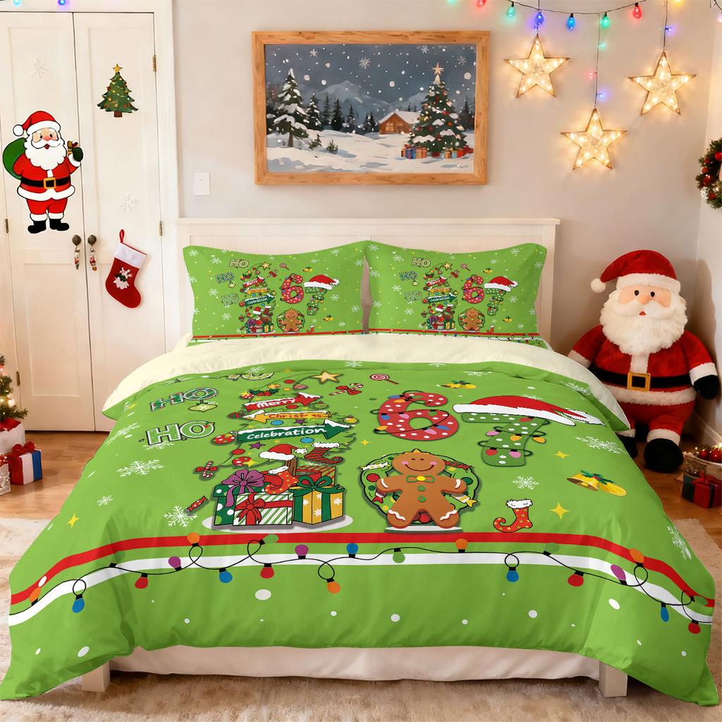 Bed Three-Piece Set Green Hair Monster Hand Pillow Cover Quilt Cover Digital Printing Bedding