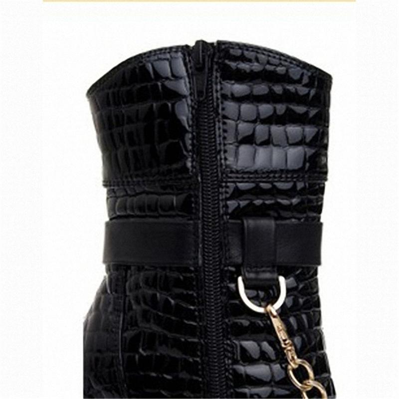 Single Shoes Women's Thin Heels 2024 New Versatile Black Thick Heel Chain Low Tube Ultra-high Heel Women's Shoes High Heels Tide YKC