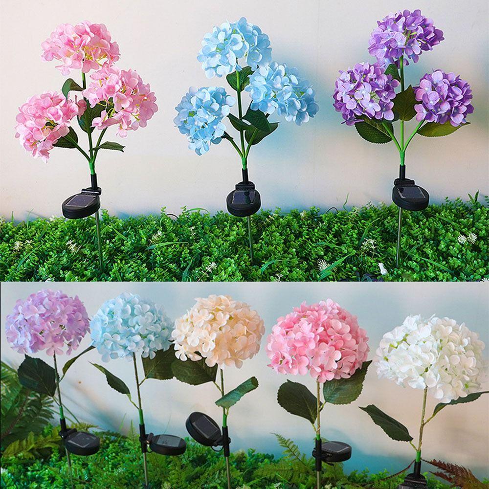 Realistic Solar Embroidered Flower Lamp Decorative Lighting Outdoor Hydrangea Light Patio Decor
