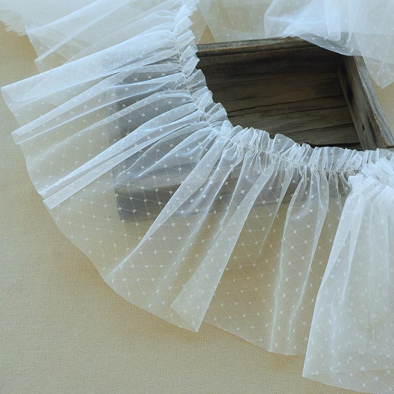 Тренд DIY Расширенная Сетка Вышивка Точки Тюль Кружево Ткань Для Женской Детской Одежды Пышная Юбка Низ Отделка Аксессуары 1 yard