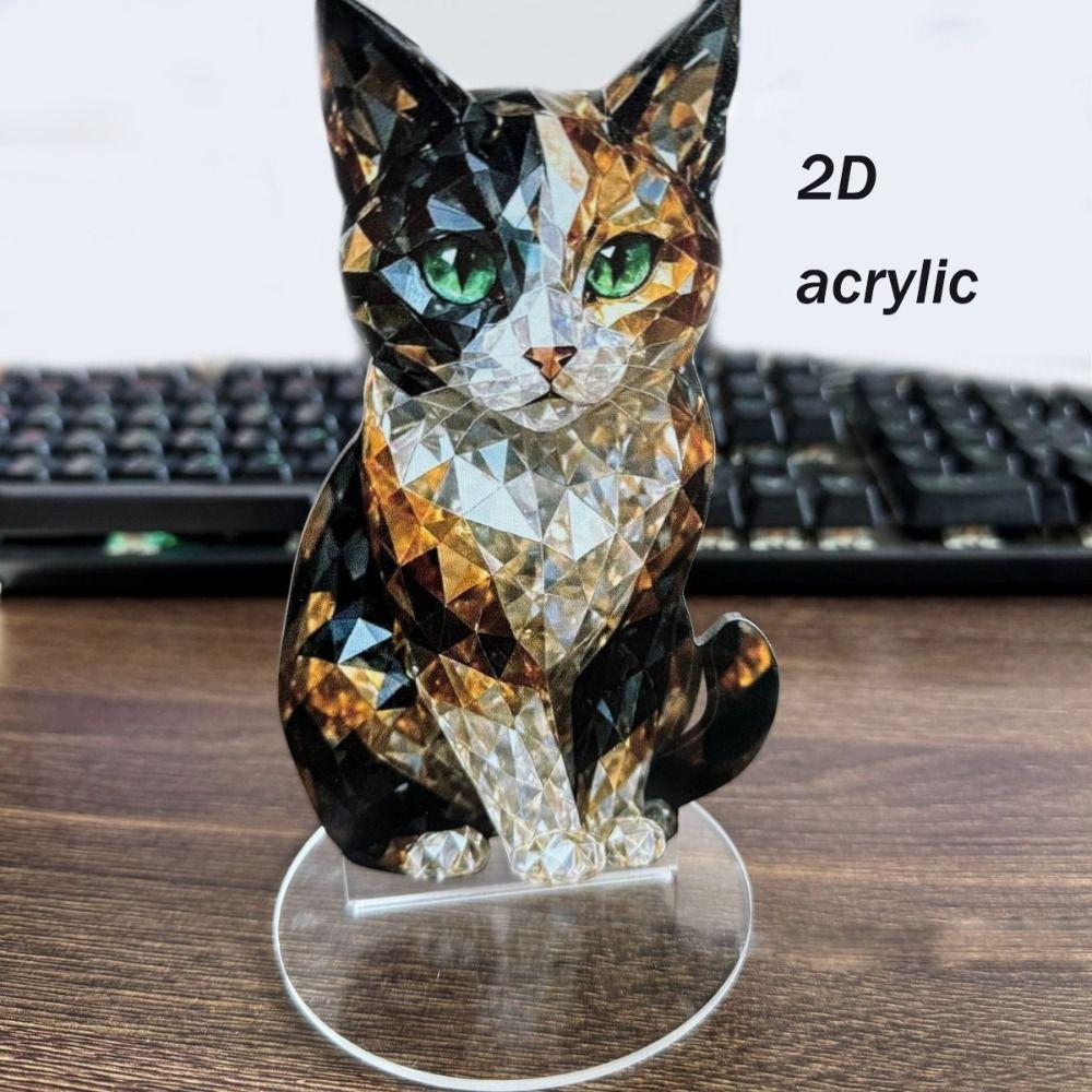 Collezione di Figure Animali Carine Fatte a Mano Cane Gatto Sculture Decorative Durevoli in Vetro Opere d'Arte Acriliche per Arredamento Casa Ufficio