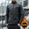 Hot-selling men's leather jacket locomotive stand-up collar handsome casual autumn and winter trend versatile leather jacket men