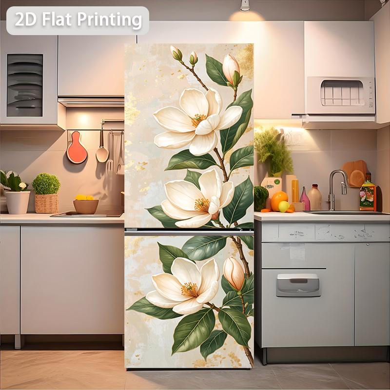 84Style Fridge Stickers Refrigerator Cover Door Landscape Plant Sea Vinyl Self Adhesive Kitchen Furniture Decor Wrap Freezer Sticker DIY