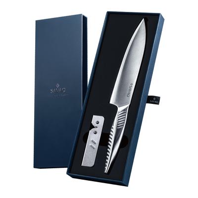 By a Professional SAVAQ Authentic Santoku Knife Sharpener Set All Stainless Dishwasher Safe Santoku Knife [Supervised Chef] & 2-Piece - Steel,