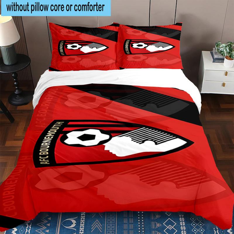 Set Biancheria da Letto Stampato con Stemma AFC Bournemouth 3 Pezzi Copripiumino Chiusura Include 1 Copripiumino e 2 Federe Set Biancheria da Letto Decorazioni per la Casa Regali