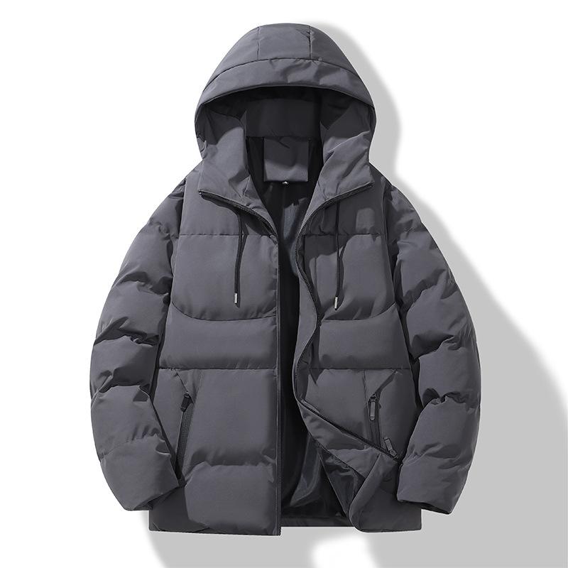 

2025 winter padded jacket men s trend fashion hooded padded jacket warm thickened casual padded jacket men M сірий колір